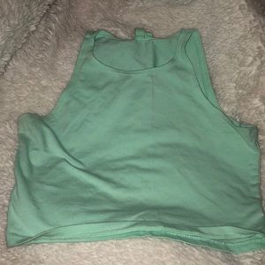 light sea foam colored high neck crop top